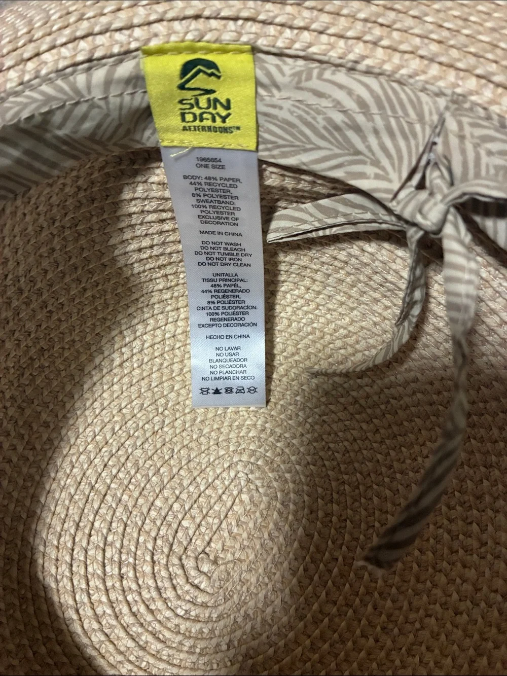 Straw Sun Hat with Brown Accent built in UPF